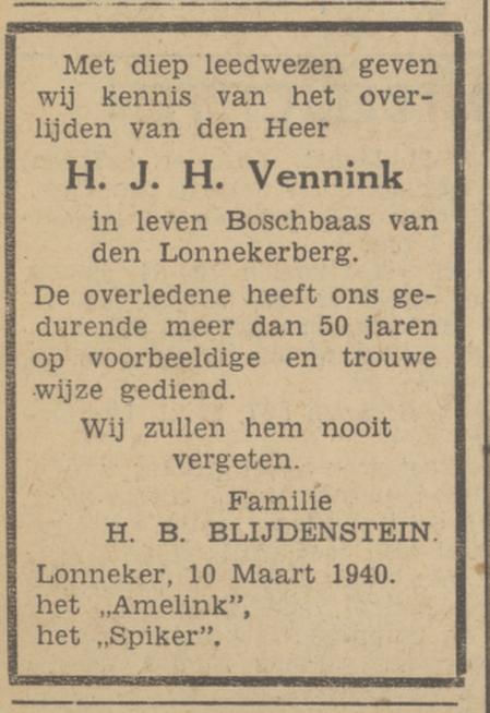 Amelinkslaan 15 H.J.H. Vennink boschbaas overlijdensadvertentie 11-3-1940.jpg