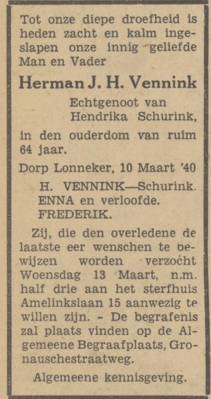 Amelinkslaan 15 H.J.H. Vennink  overlijdensadvertentie 11-3-1940.jpg
