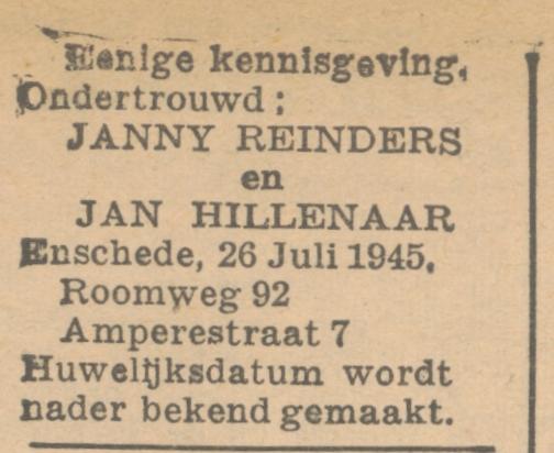 Amperestraat 7 Jan Hillenaar advertentie Twentsche Courant 28-7-1945.jpg