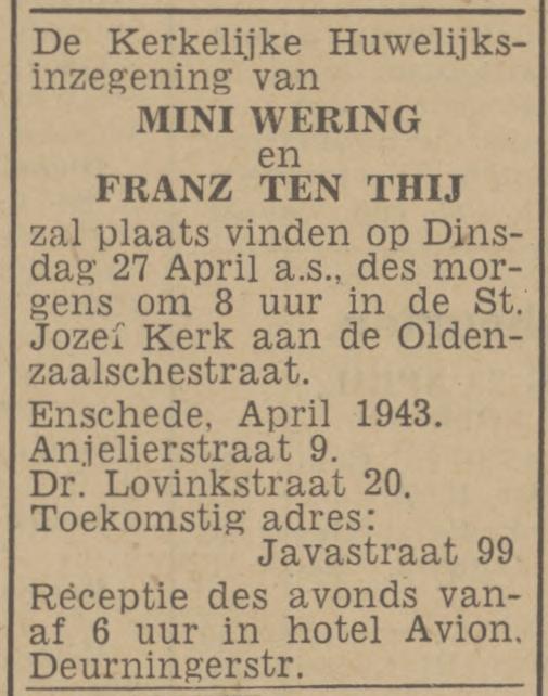Anjelierstraat 9 M. Wering advertentie Twentsch nieuwsblad 22-4-1943.jpg