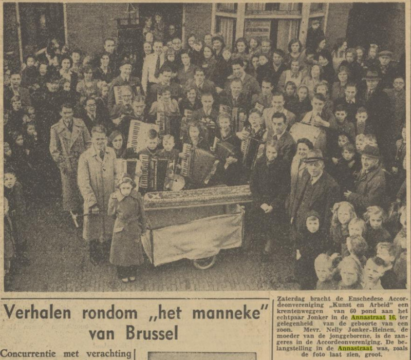 Annastraat 16 Mevr. Nelly Jonker-Heinen krantenfoto Tubantia 26-2-1951.jpg