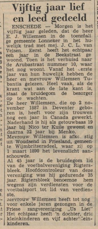 Arubastraat 10 E.J. Willemsen krantenbericht Tubantia 26-2-1964.jpg