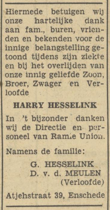 Atjehstraat 39 G. Hesselink advertentie Tubantia 18-2-1950.jpg
