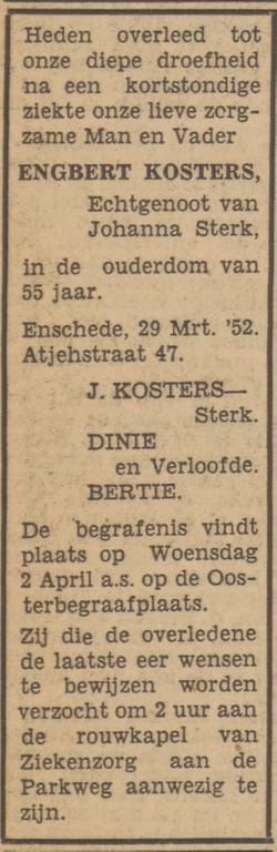 Atjehstraat 47 E. Kosters overlijdensadvertentie Tubantia 31-3-1952.jpg