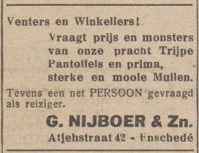 Atjehstraat 42 G, Nijboer & Zn advertentie Emmer Courant 22-2-1938.jpg