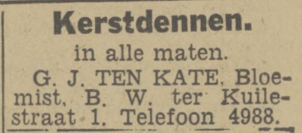 B.W. ter Kuilestraat 1 G.J. ten Kate Bloemist advertentie Twentsch nieuwsblad 22-12-1943.jpg