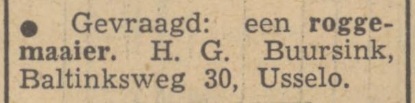 Baltinksweg 30 Usselo H.G. Buursink advertentie Tubantia 11-7-1949.jpg