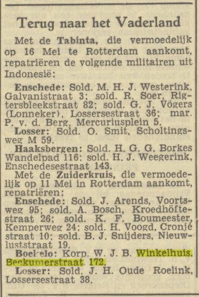 Beckumerstraat 172 W.J.B. Winkelhuis krantenbericht Tubantia 29-4-1950.jpg