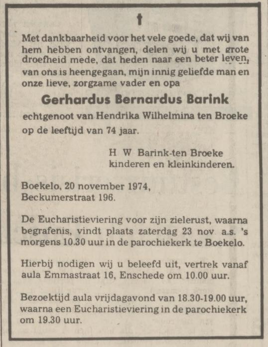 Beckumerstraat 196 G.B. Barink overlijdensadvertentie Tubantia 22-11-1974.jpg