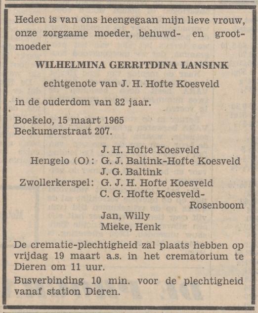 Beckumerstraat 207 J.H. Hofte Koesveld advertentie Tubantia 16-3-1965.jpg