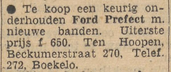Beckumerstraat 270 Boekelo Ten Hoopen advertentie Tubantia 5-4-1958.jpg