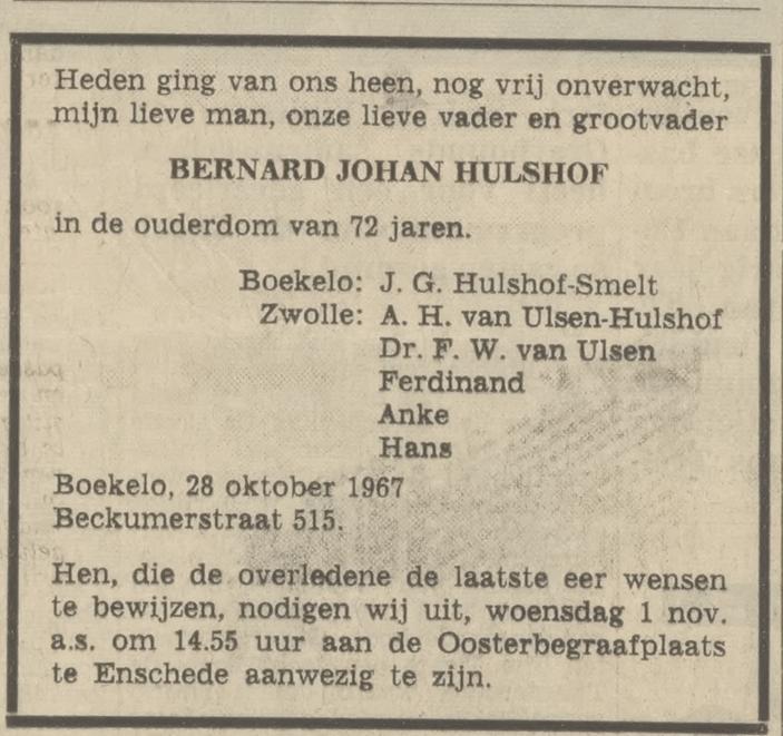 Beckumerstraat 515 B,J, Hulshof overlijdensadvertentie 30-10-1967.jpg