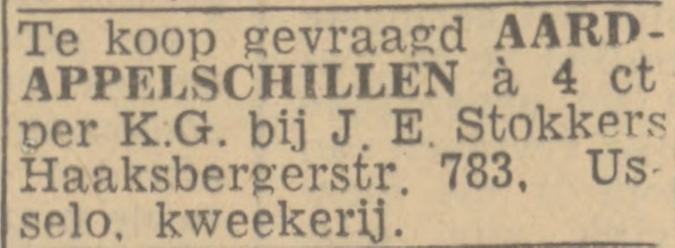 Haaksbergerstraat 783 Usselo J.E. Stokkers kwekerij advertentie Twentsch nieuwsblad 14-3-1944.jpg
