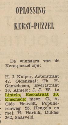 Beekstraat 10 J.J. te Lintelo advertentie Twentsche Courant 7-1-1961.jpg