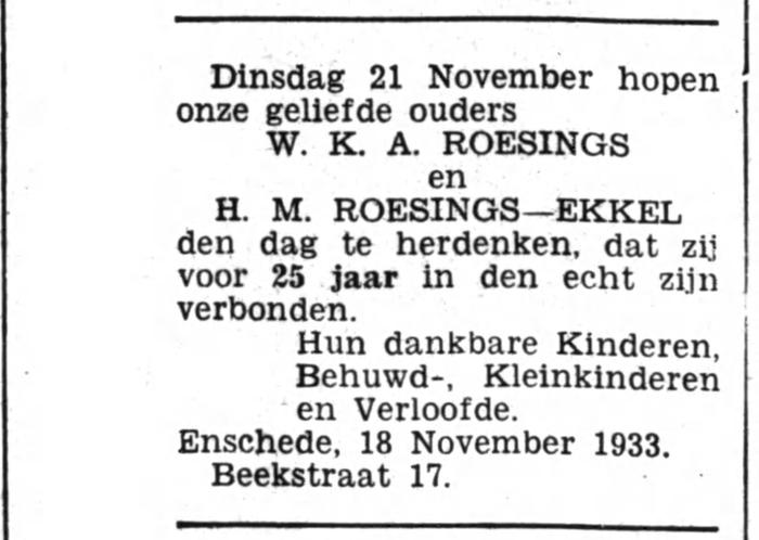 Beekstraat 17 W.K.A. Roesings advertentie Het Volk 20-11-1933.jpg