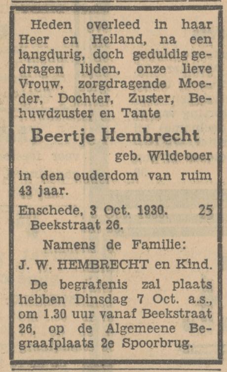 Beekstraat 26 J.W. Hembrecht advertentie Tubantia 3-10-1930.jpg