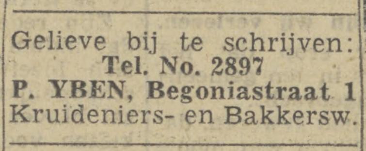 Begoniastraat 1 P. Yben kruideniers- en bakkerswaren advertentie Twentsch nieuwsblad 16-8-1943.jpg