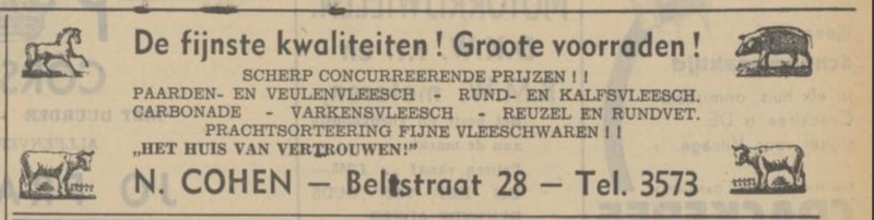 Beltstraat 28 slagerij N. Cohen advertentie Tubantia 11-3-1938.jpg