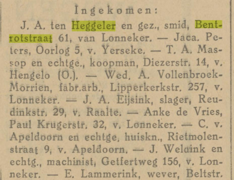 Bentrotstraat 61 J.A. ten Heggeler smid krantenbericht Tubantia 16-11-1927.jpg