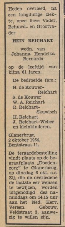 Hein Reichart overlijdensadvertentie Tubantia 3-10-1964.jpg