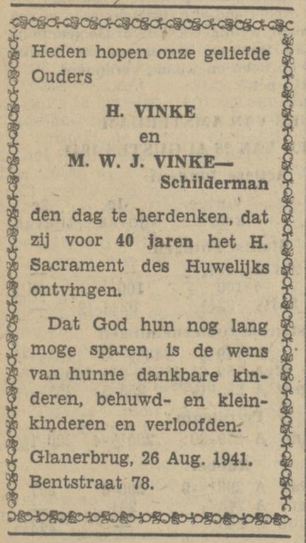Bentstraat 78 Glanerbrug H. Vinke advertentie Tubantia 26-8-1941.jpg
