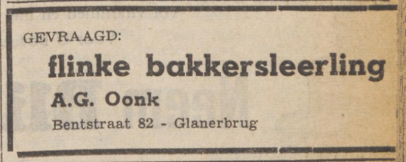 Bentstraat 82 A.G. Oonk bakker advertentie Tubantia 1-4-1953.jpg