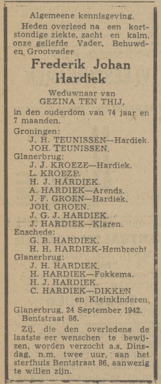 Bentstraat 86 Joh. Groen advertentie Tubantia 25-9-1942.jpg