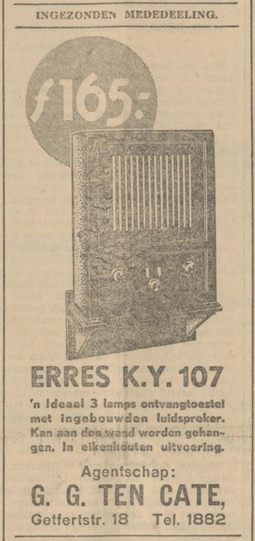 Getertstraat 18 G.G. ten Cate advertentie Tubantia 13-10-1930.jpg