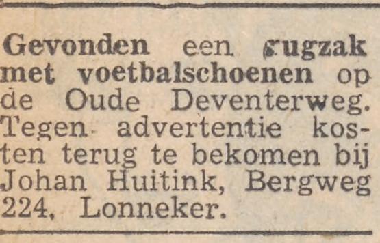 Bergweg 224 Lonneker Johan Huitink advertentie Twentsche Courant 14-5-1958.jpg