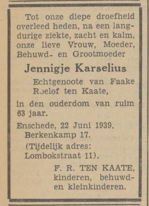 Berkenkamp 17 F.R. ten Kaate advertentie Tubantia 23-6-1939.jpg