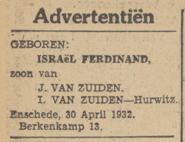 Berkenkamp 13 J. van Zuiden advertentie Tubantia 2-5-1932.jpg