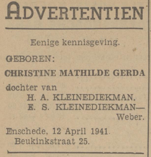 Beukinkstraat 25 H.A. Kleinediekman advertentie Tubantia 15-4-1941.jpg