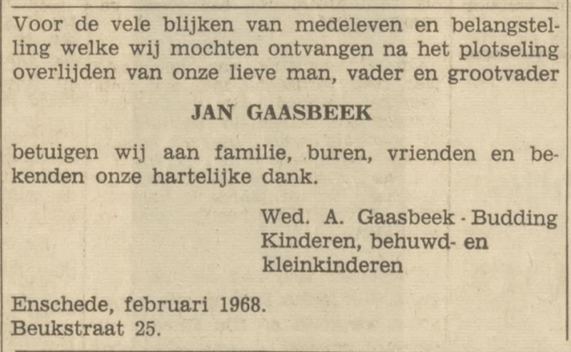 Beukstraat 25 Jan Gaasbeek advertentie Tubantia 15-2-1968.jpg
