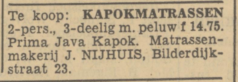 Bilderdijkstraat 23 matrassenmakerij J. Nijhuis advertentie Tubantia 19-8-1936.jpg