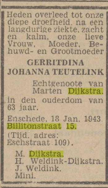Billitonstraat 15 M. Dijksra advertentie 19-1-1943.jpg