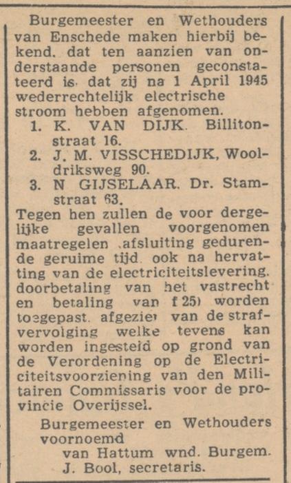 Billitonstraat 16 K. van Dijk advertentie Het Vrije Volk 4-6-1945.jpg