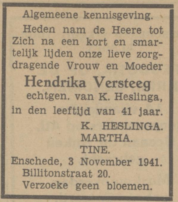 Billitonstraat 20 K. Heslinga advertentie Tubantia 4-11-1941.jpg