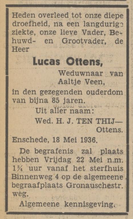 Binnenweg 4 H.J. ten Thij-Ottens advertentie Tubantia 19-5-1936.jpg