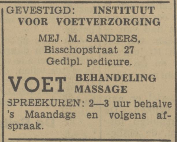 Bisschopstraat 37 Mej. M. Sanders advertentie Tubantia 3-7-1940.jpg