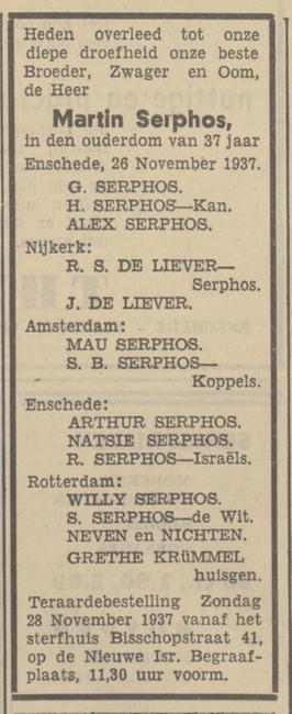 Bisschopstraat 41 Alex Serphos advertentie Tubantia 26-11-1937.jpg