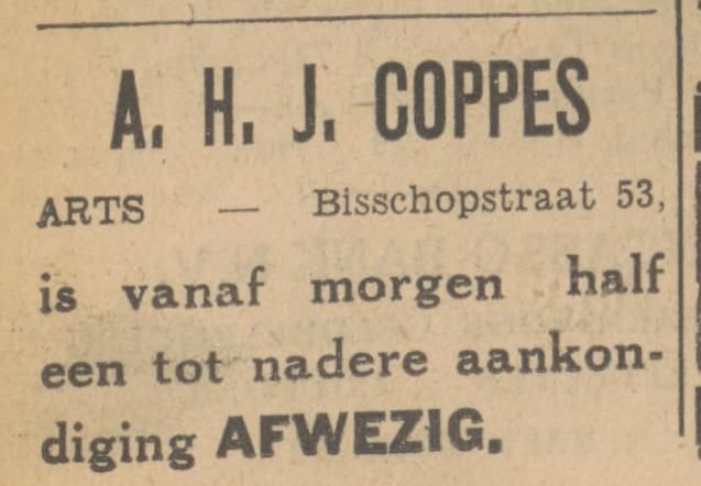Bisschopstraat 53 A.H.J. Coppes Arts advertentie Tubantia 12-9-1932.jpg