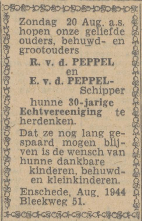Bleekweg 51 R. van de Peppel advertentie Twentsch nieuwsblad 18-8-1944.jpg