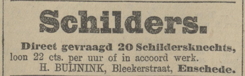 Blekerstraat 16 H. Buijnink schilder advertentie Provinciale Overijsselsche courant 24-5-1910.jpg