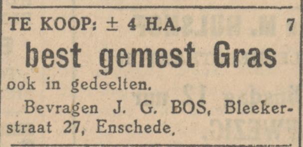 Blekerstraat 27 J.G. Bos advertentie Tubantia 6-6-1930.jpg