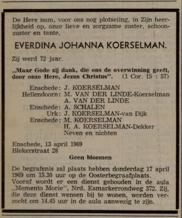 Blekerstraat 28 E.J. Koerselman advertentie Gereformeerd gezinsblad 15-4-1964.jpg