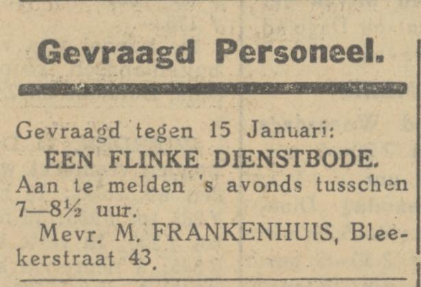 Blekerstraat 43 M. Frankenhuis advertentie Tubantia 16-12-1930.jpg
