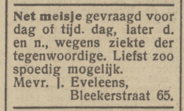 Blekerstraat 65 J. Eveleens advertentie Het Parool 17-7-1945.jpg