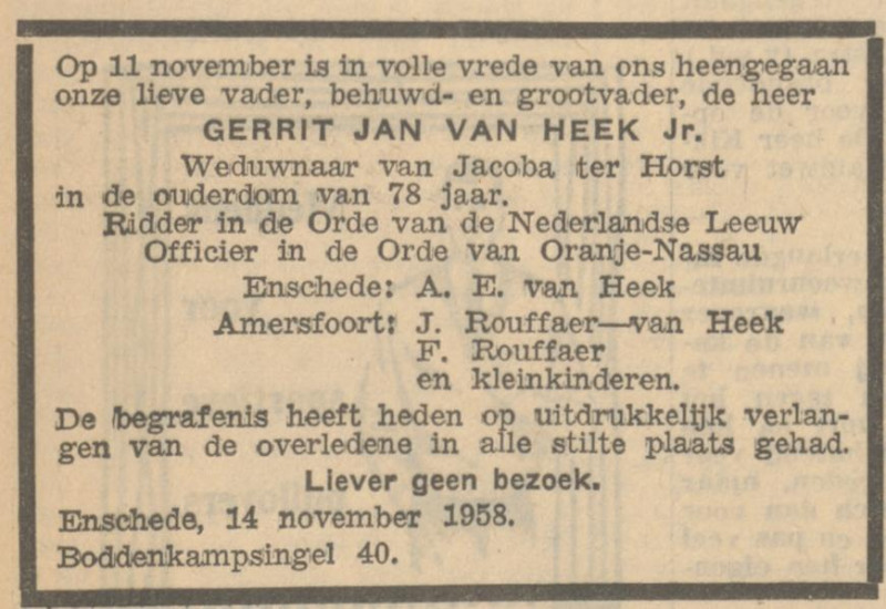 Boddenkampsingel 40 G.J. van Heek Jr. overlijdensadvertentie 14-11-1950.jpg
