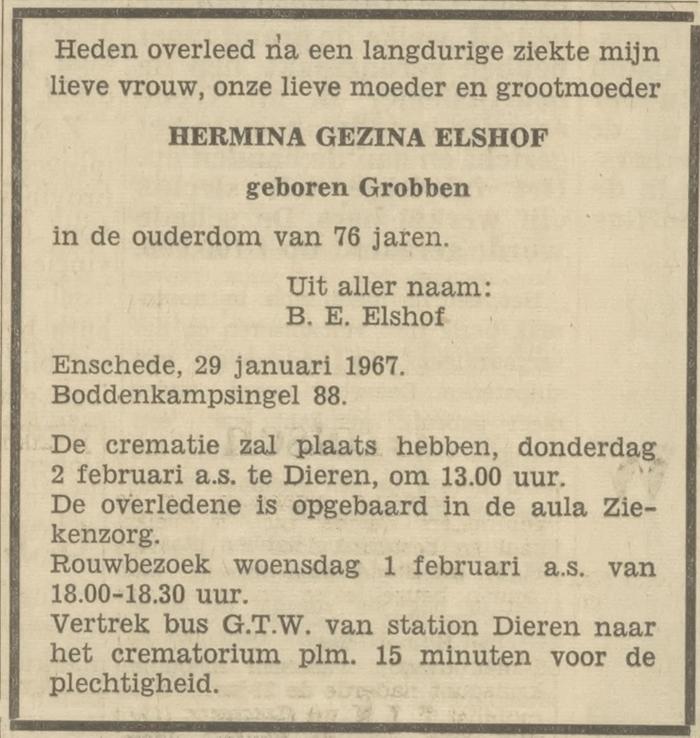 Boddenkampsingel 88 B.E. Elshof advertentie Tubantia 31-1-1967.jpg