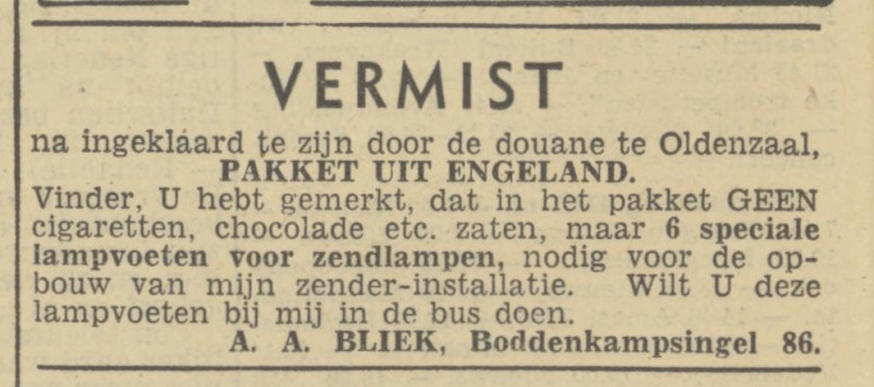 Boddenkampsingel 86 A.A. Bliek advertentie Tubantia 21-11-1946.jpg